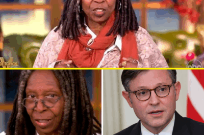 “Whoopi Goldberg Explodes on ‘The View’: Her Chilling Warning to House Speaker Mike Johnson”. No longer her usual calm self, Whoopi Goldberg erupted live on The View in the latest episode, responding to House Speaker Mike Johnson’s controversial “tarred and feathered” comment. “You better be careful with what you say,” she declared sharply, leaving the studio in stunned silence. Goldberg’s warning wasn’t just a rebuttal — it was a chilling message to politicians who flirt with dangerous rhetoric.