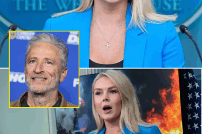M0cked by Jon Stewart, Karoline Leavitt once removed her cross necklace — now she’s wearing it again with a defiant message!